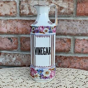 Vintage Czech Kerag Karlsbad Porcelain Floral Oil Cruet